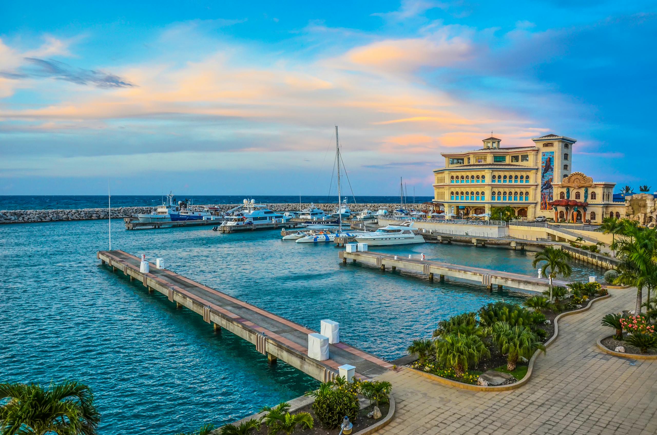 Boats Docked Near a Resort