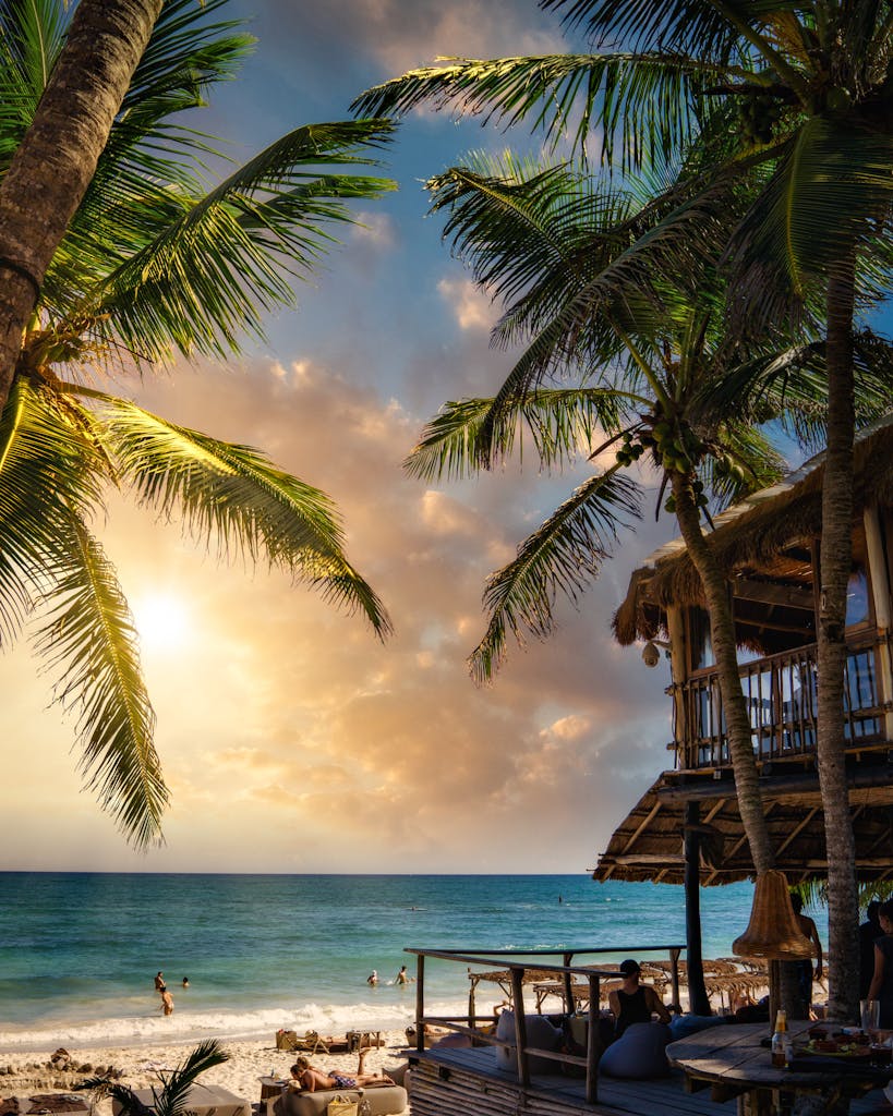 Brown Wooden House on Beach